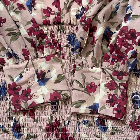 Melloday Pink Floral Smocked Skirt Dress MEDIUM NWT - Picture 10 of 16